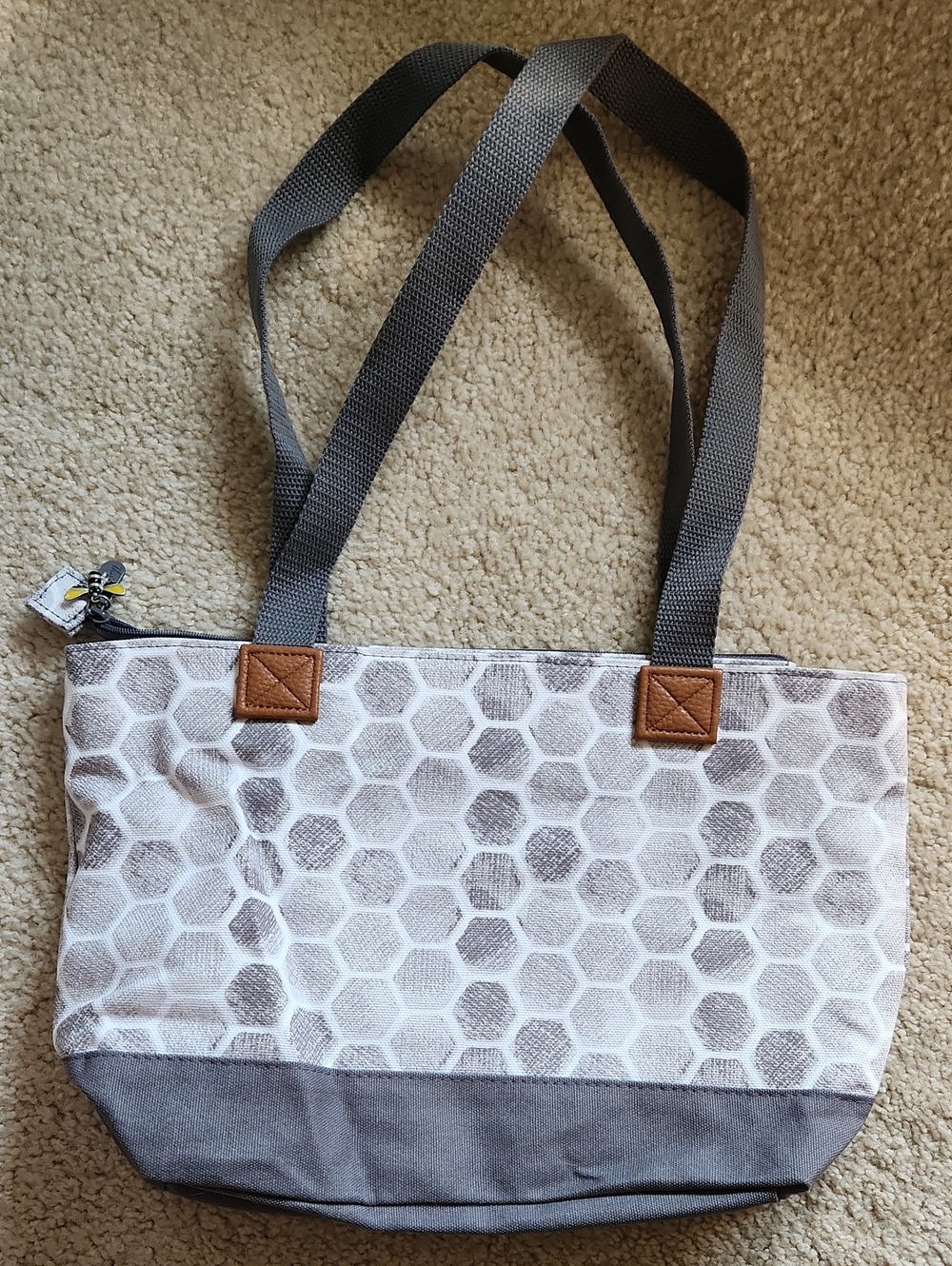 thirty-one Gray Hexagon Canvas Tote